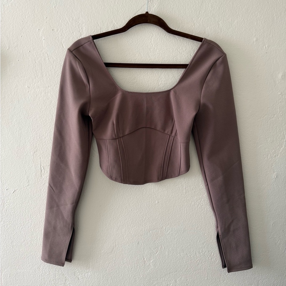 Abercrombie & Fitch Mauve Long Sleeve Crop Top